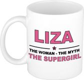 Bellatio Decorations naam cadeau mok - Liza - Woman Myth Supergirl - koffiemok - 300 ml - collega - moederdag