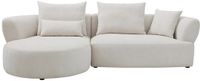 Vente-unique Linkerhoekbank in beige chenille stof CUSAVA van Maison Céphy