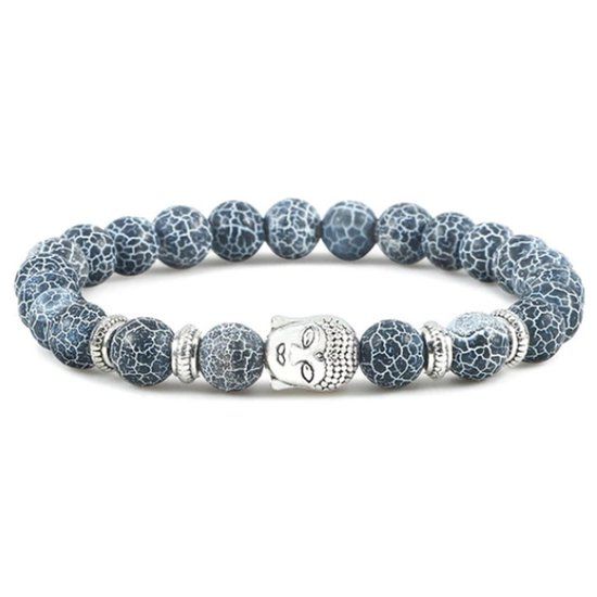Memphis kralen armband Frosted Agaat Buddha