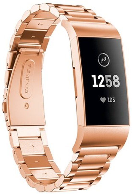 By Qubix Qubix Fitbit Charge 3 Bandje - Rosé Goud - Universeel