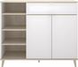 Vente-unique Keukenbuffet WAJDI - 2 deuren, 1 lade en 4 nissen - Wit en eiken