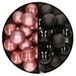 Decoris Kerstversiering 32x stuks kunststof kerstballen mix van oudroze en zwart 4 cm