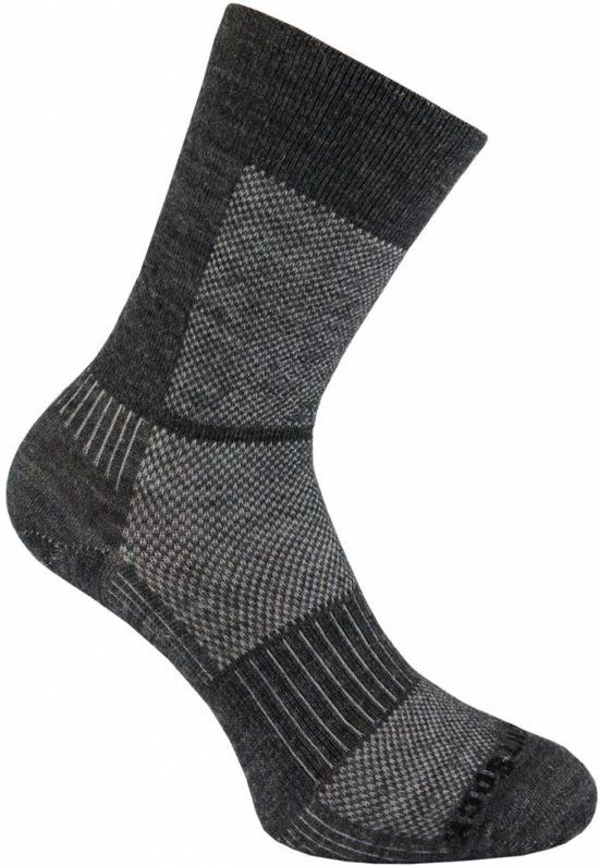 Wrightsock Merino Coolmesh II Crew Grijs/Zwart Lightweight - 42-46