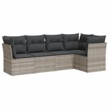 VidaXL Loungeset met kussens, polyrotan, lichtgrijs