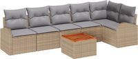 vidaXL Tuinbank Set 7-delig Beige/Lichtgrijs Polyrattan