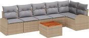 vidaXL Tuinbank Set 7-delig Beige/Lichtgrijs Polyrattan