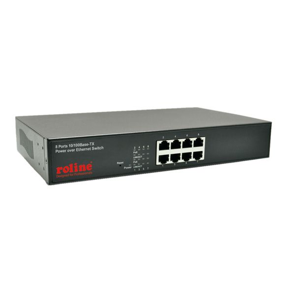 ROLINE PoE Fast Ethernet Switch - 8 Port - (8x PoE) - 19" Inbouw