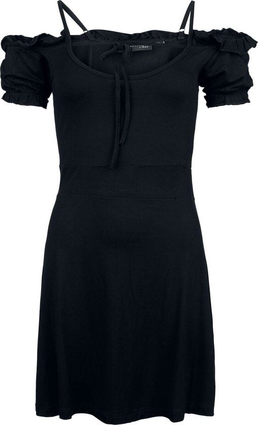 Gothicana by EMP Gothicana Zwarte korte jurk met kant op de schouder - Dames - S