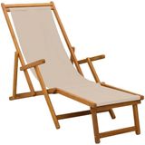 vidaXL Opvouwbare zonnebed Massief Hout Beige