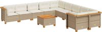 vidaXL 11-delige Tuinset met Kussens, Beige, Polyrotan