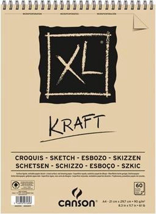 Canson Schetsblok XL Kraft A4 - 60 vel - 90g/m² - Geel