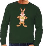 Bellatio Decorations Groene Paas sweater verliefde paashaas - Pasen trui voor heren - Pasen kleding XXL