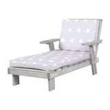 roba Ligstoel voor kinderen met kussen Little Stars afneembare overtrek en bekerhouder, 1-zits belastbaar tot 50 kg, zonnebed van hout, grijs, weerbestendig
