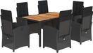 vidaXL 7-delige Tuinset met kussens poly rattan zwart