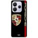 Maniacase Housse de protection Xiaomi Redmi Note 14 5G PORSCHE logo rouge et dorée fond noir
