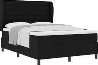vidaXL Boxspringbed met matras, hoofdeinde, Zwart, 140 x 190 cm, Stof