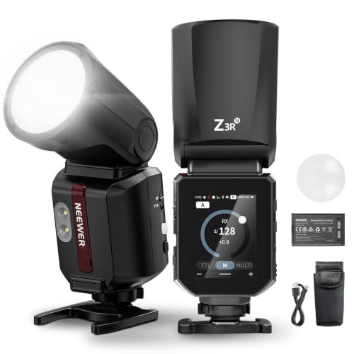NEEWER Speedlite flitser met ronde kop TTL 2,4 G 100 Ws, compatibel met Nikon, touchscreen HSS 1/8000s 3 lampen, TTL/M-schakelaar, fotostudiolicht met 3000 mAh/500 flitsen met vol vermogen, Z3R-N