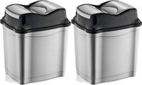 Merkloos / Sans marque b-home 2x vuilnisemmer/prullenbak - zilver/zwart - 28 liter - kunststof