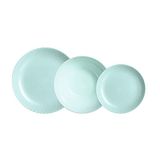 Luminarc Pampille 18-delig tafelservies van opaalglas voor 6 personen | turquoise, rond design, reliëf, stapelbaar, gemaakt in Frankrijk, geschikt voor magnetron en koelkast