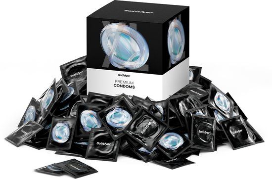 Satisfyer Condooms Heren | 100 stuks | 45-64 mm | Realistisch & dun met vochtig oppervlak | Huidvriendelijk & geurloos | Met reservoir | Getest & betrouwbaar