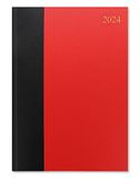Letts Standard A4 twee pagina's per dag 2024 dagboek - rood/zwart