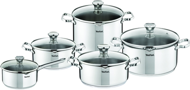 Tefal A705S9 Duetto 5-delige kookset (steelpan 16 cm, kookpan 18/20/24 cm, soeppan 22 cm)