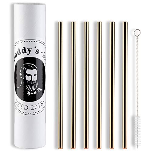 Buddy´s Bar - Herbruikbare rietjes - 6 stuks - Koperlook - 21,5 cm