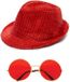 Boland - Verkleedkleding set glitter hoed/party bril rood volwassenen