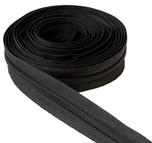 IPEA Doorlopende ritssluiting 5 meter + 25 metalen schuivers - zwart