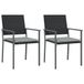 VidaXL Tuinstoelen 2 st met kussens 54x62,5x89 cm poly rattan zwart