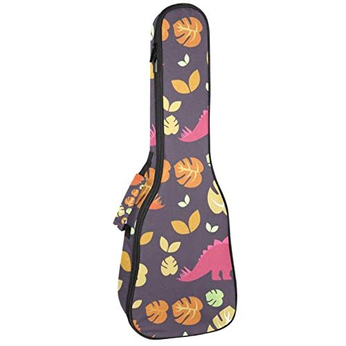 Mersov Concert Ukelele Rugzak, Heavy Duty Ukelele Case Bag met Opslag, Sopraan Concert Tenor Ukelele 10MM Gewatteerde BagBlack SchapenDieren Bladeren