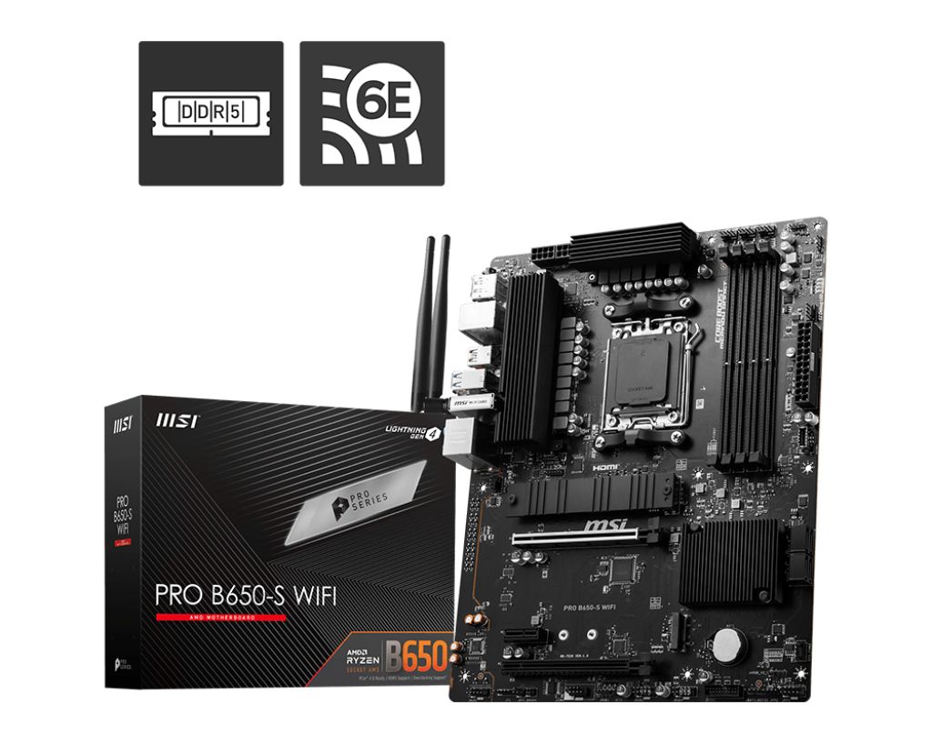 MSI PRO B650-S WIFI Motherboard - AMD B650 - Socket AM5 - DDR5 - ATX