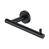 JQK Zwarte toiletpapierhouder, 5 inch 304 roestvrij staal dikke 0,8 mm tissuepapierdispenser, matzwarte muurbevestiging, TPH100-PB