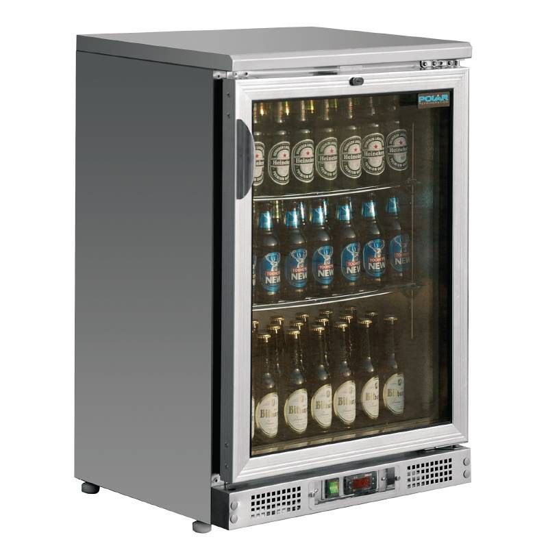 Polar Bar Koelkast Enkel met Klapdeur van RVS - 104 Flesjes 330 ml - 140 liter - 600 x 520 x H 920 mm