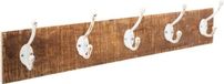 5five Atmosphera Kapstok rek wand/muur - bruin - 5 ophanghaken/10 knoppen - Mango hout/Metaal - B74 x H15 cm