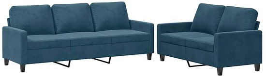 vidaXL 2-delige Loungeset met Kussens Fluweel Blauw