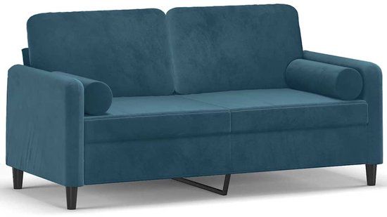 vidaXL Tweezitsbank met sierkussens 140 cm fluweel blauw