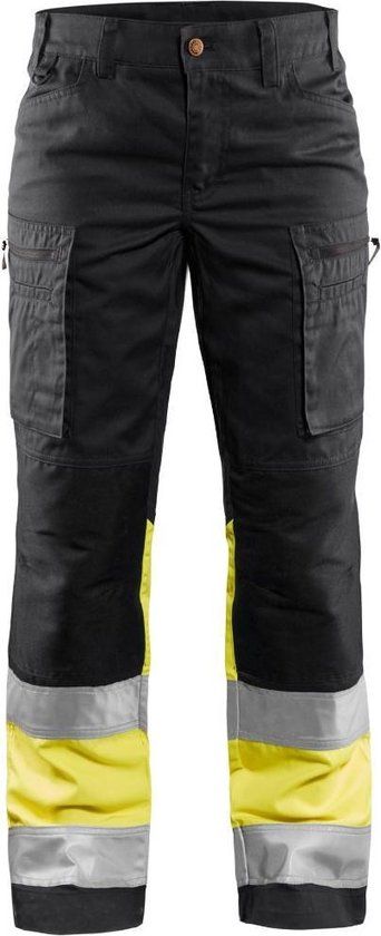 Blåkläder Dames werkbroek High Vis met stretch 7161-1811 - Zwart/High Vis Geel - C34