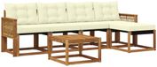vidaXL - Salon d'angle - 5 places assises - Naturel et crème - Acacia bois