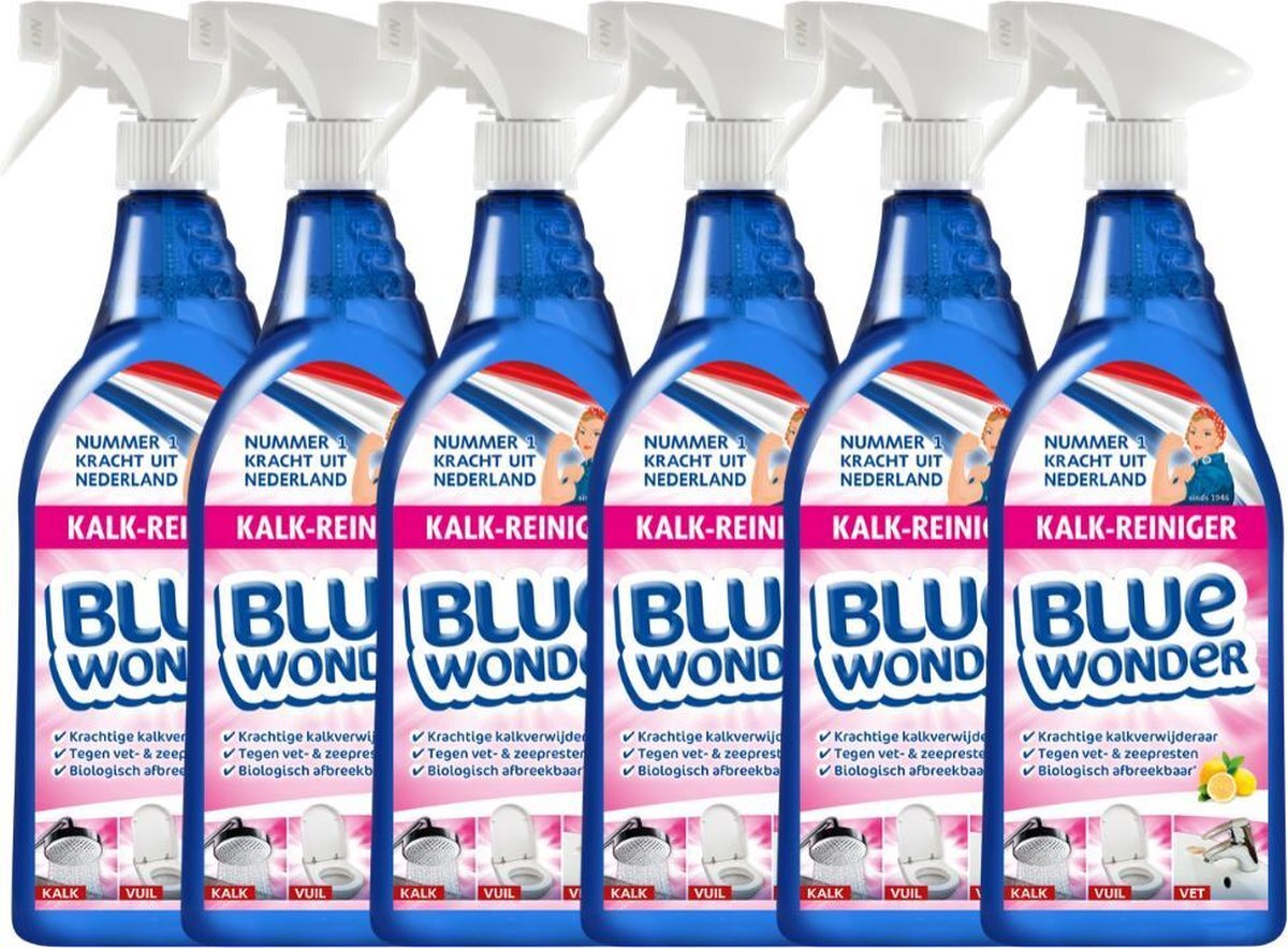 Blue Wonder Kalk-reiniger Spray 750 ml Voordeelverpakking- 6 flessen x 750 ml