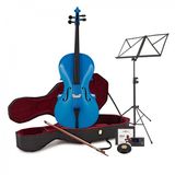 Gear4music 4/4 Studentencello met Koffer + Beginnerspakket, Blauw