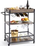 Happyment chariot de service – Chariot de service sur roulettes – Trolley – Noir