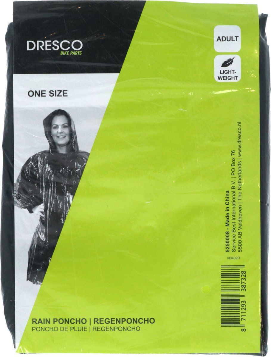 Dresco Regenponcho - Zwart - 8711293387328