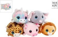 Take Me Home - Softy's Licorne/Éléphant/Girafe/Cochon/Lion couché peluche 33cm