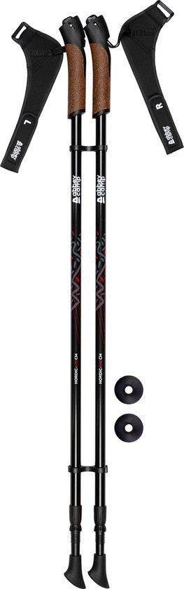 Abbey Camp Nordic Walking Stokken - Telescopisch Verstelbaar - Zwart - Paar