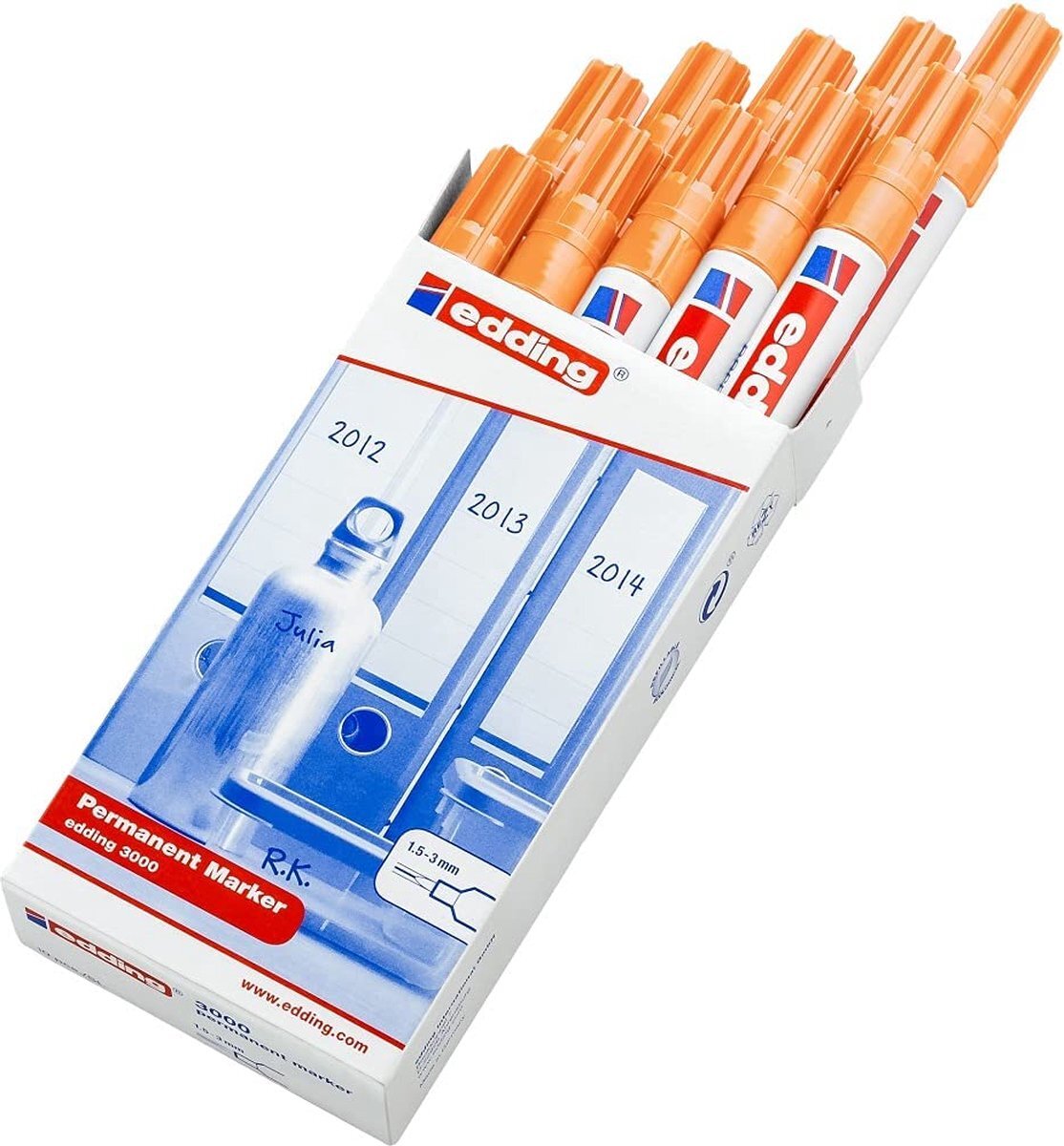 Edding Permanent Marker Licht Oranje, 10 stuks