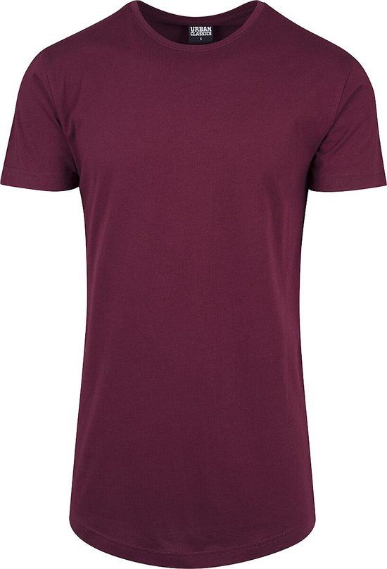 Urban Classics Shaped Long Tee Heren T-shirt - wijnrood - S