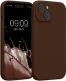 kwmobile telefoonhoesje geschikt voor Apple iPhone 15 - TPU backcover met siliconen coating - Smartphone case in chocoladebruin
