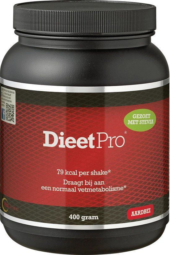 Dieet Pro Eiwitshake - Aardbei Stevia - 400g