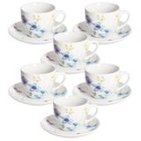 Tognana Florenne, 6 kopjes met bord 200 cc, New Bone China, meerkleurig